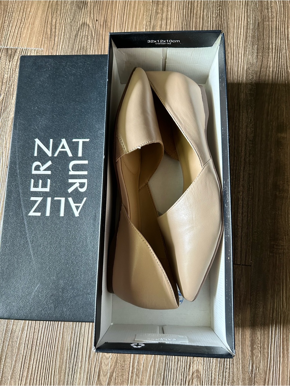 Naturalizer Samantha Pointed-Toe Slip-On Flats in Taupe Leather - Picture 2 of 4